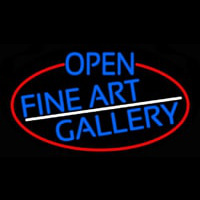 Blue Open Fine Art Gallery Oval With Red Border Neon Skilt