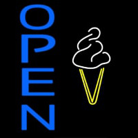 Blue Open Ice Cream Cone Neon Skilt