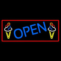 Blue Open Ice Cream Cone Neon Skilt