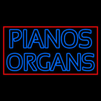 Blue Pianos Organs Block Red Border Neon Skilt