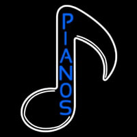 Blue Pianos Vertical Neon Skilt