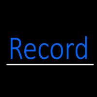 Blue Record Cursive White Line 1 Neon Skilt