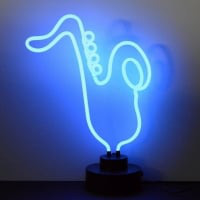 Blue Saxophone Desktop Neon Skilt