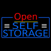 Blue Self Storage With Open 4 Neon Skilt
