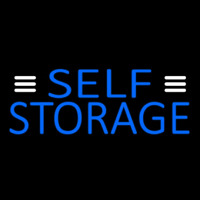 Blue Self Storage With White Line Neon Skilt