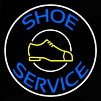 Blue Shoe Service Neon Skilt