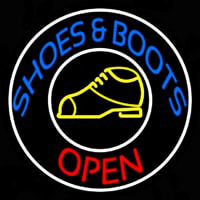 Blue Shoes And Boots Open Neon Skilt