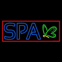 Blue Spa With Red Border Neon Skilt