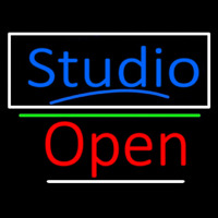 Blue Studio With Open 3 Neon Skilt