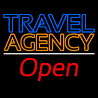 Blue Travel Orange Agency Open Neon Skilt