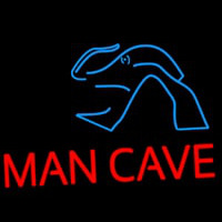 Blue Waves Red Man Cave Neon Skilt
