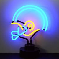 Blue Yellow Football Helmet Desktop Neon Skilt