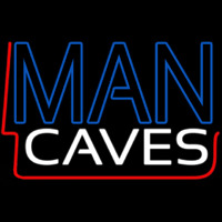 Blue and White Red Border Man Cave Neon Skilt