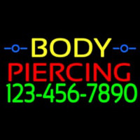 Body Piercing With Phone Number Neon Skilt