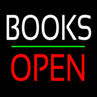Books Block Open Green Line Neon Skilt