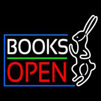 Books With Rabbit Logo Open Neon Skilt