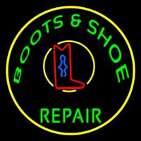 Boots And Shoes Repair With Border Neon Skilt