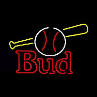 Bud Baseball and Bat Beer Sign Neon Skilt