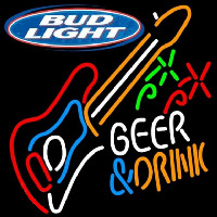 Bud Light And Drink Guitar Beer Sign Neon Skilt