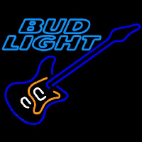 Bud Light Blue Electric Guitar Beer Sign Neon Skilt