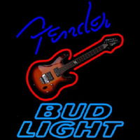 Bud Light Fender Blue Red Guitar Beer Sign Neon Skilt