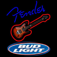 Bud Light Fender Blue Red Guitar Beer Sign Neon Skilt