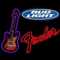 Bud Light Fender Red Guitar Beer Sign Neon Skilt