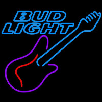 Bud Light Guitar Purple Red Beer Sign Neon Skilt