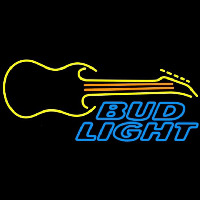 Bud Light Guitar Yellow Orange Beer Sign Neon Skilt