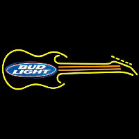 Bud Light Guitar Yellow Orange Beer Sign Neon Skilt