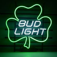 Bud Lucky Shamrock Øl Bar Åben Neon Skilt