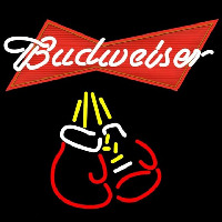 Budweiser Bo ing Gloves Beer Sign Neon Skilt