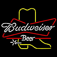 Budweiser Cowboy Boot Beer Sign Neon Skilt