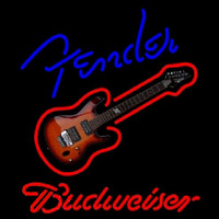 Budweiser Fender Blue Red Guitar Beer Sign Neon Skilt