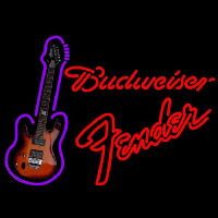 Budweiser Fender Red Guitar Beer Sign Neon Skilt