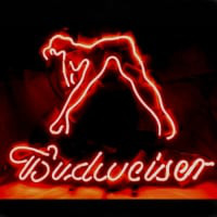 Budweiser Girl Øl Bar Åben Neon Skilt