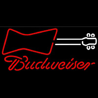 Budweiser Guitar Red White Beer Sign Neon Skilt