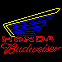 Budweiser Honda Motorcycles Gold Wing Beer Sign Neon Skilt
