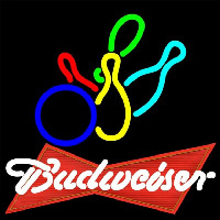 Budweiser Red Colored Bowling Beer Sign Neon Skilt
