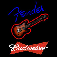 Budweiser Red Fender Blue Red Guitar Beer Sign Neon Skilt