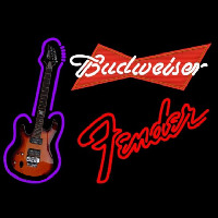 Budweiser Red Fender Red Guitar Beer Sign Neon Skilt