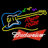 Budweiser Red Rock N Roll Yellow Guitar Beer Sign Neon Skilt