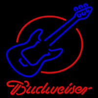 Budweiser Red Round Guitar Beer Sign Neon Skilt