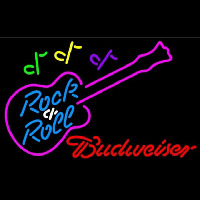 Budweiser Rock N Roll Pink Guitar Beer Sign Neon Skilt