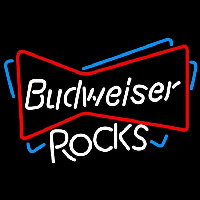 Budweiser Rocks Bowtie Beer Sign Neon Skilt