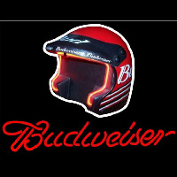 Budweiser Vintage Hascar Helmet Beer Sign Neon Skilt