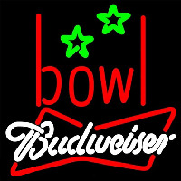 Budweiser White Bowling Alley Beer Sign Neon Skilt