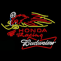 Budweiser White Honda Racing Woody Woodpecker Crf 250 450 Motorcycle Beer Sign Neon Skilt