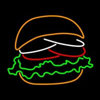 Burger With The Lettuce Tomato Bun Neon Skilt