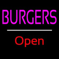 Burgers Open White Line Neon Skilt